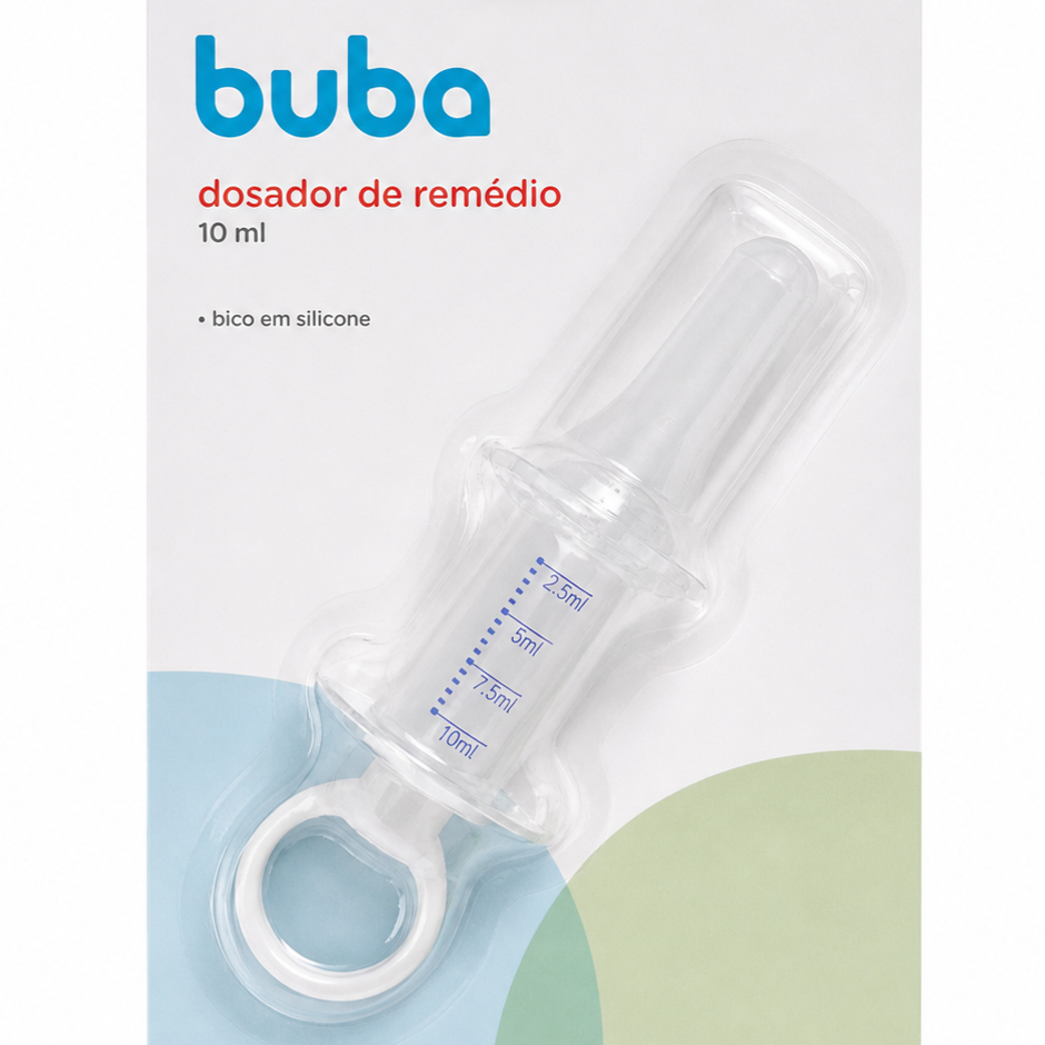 Dosador de Remédio para Bebê Buba 10ml Bico em Silicone Menino Menina Recém Nascido