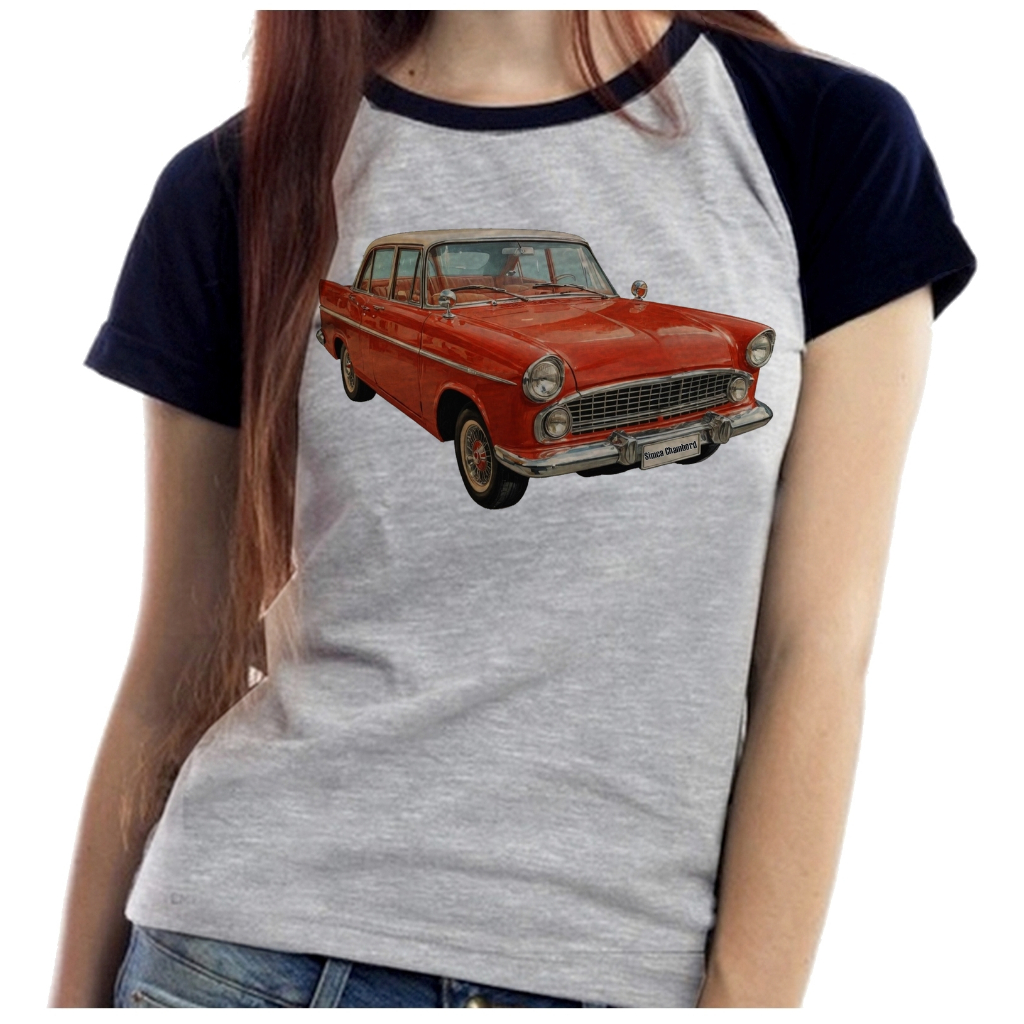 Baby Look Blusa Feminina ou Camiseta Unissex Simca Chambord época do fusca volkswagen carro antigo