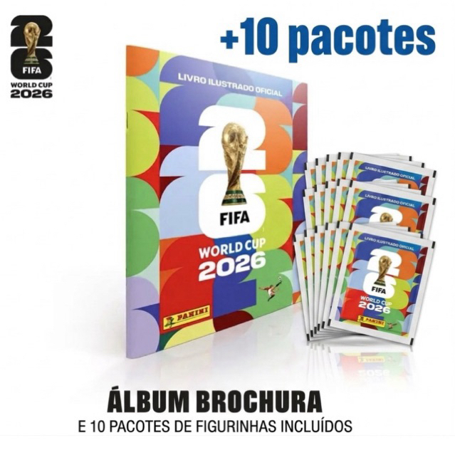 Álbum Copa do Mundo 2026 Fifa + 70 Figurinhas (10 pacotes)