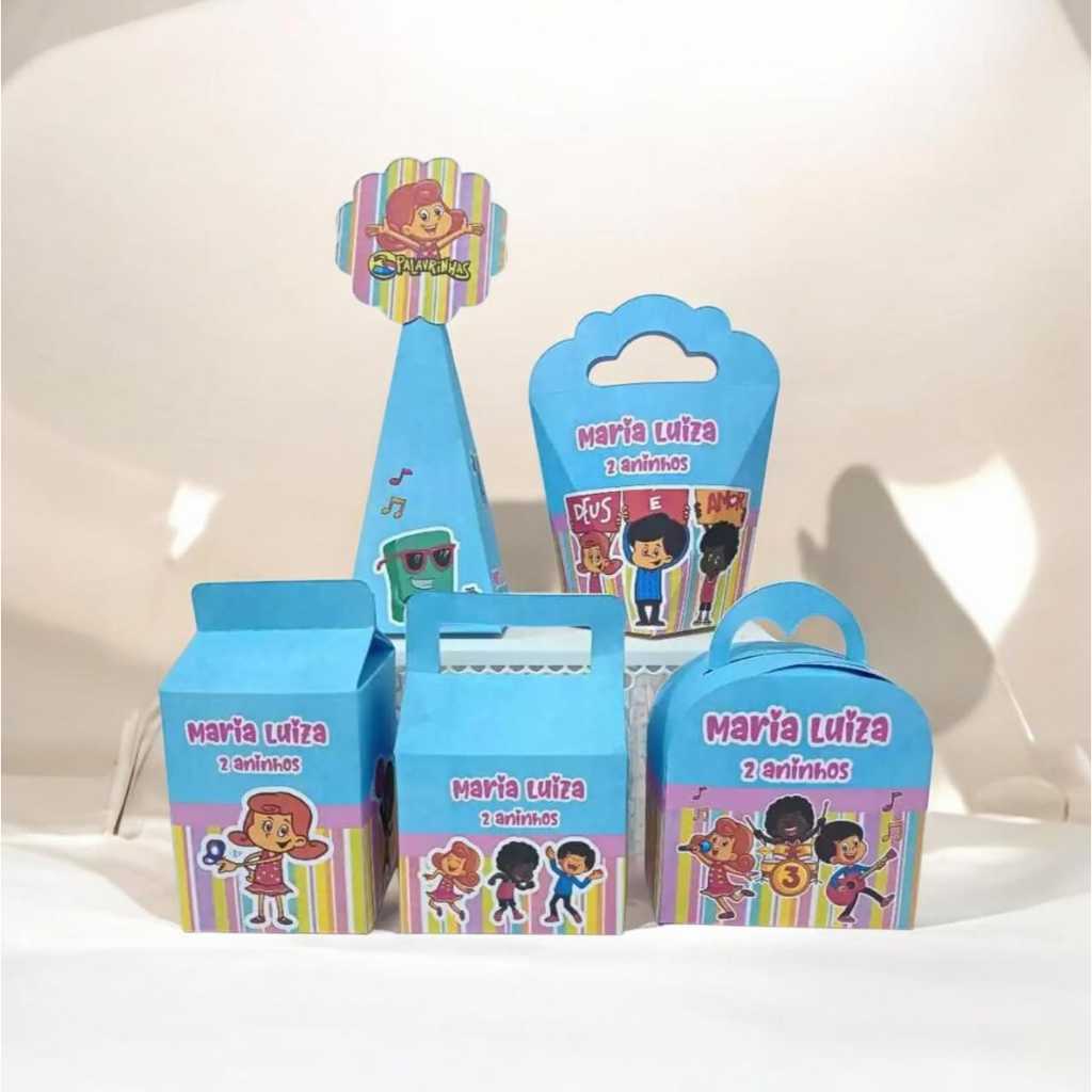 Personalizados Caixinhas com nome e idade 3 Palavrinhas para Menina Festa Aniversário Lembrancinhas