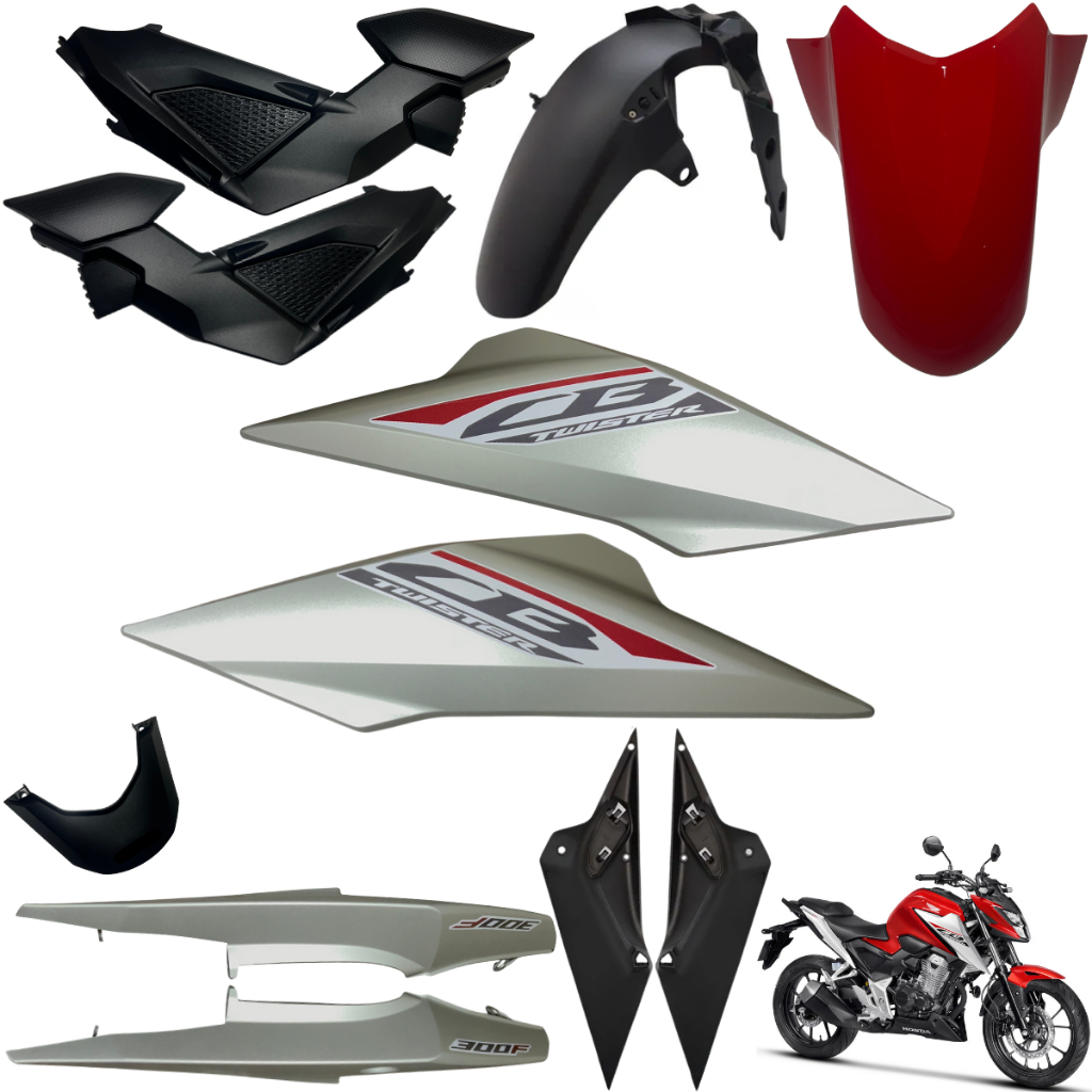 Kit Carenagem Cb300F Twister 2023 / 2026 Aba Tanque Tampa Lateral Rabeta Central Paralama Dianteiro