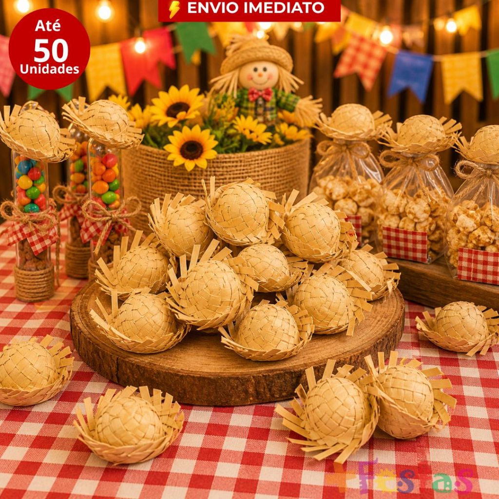 10/20/30/40/50 Mini Chapéu De Palha Miniatura Enfeite Decorativo Festa Junina São João