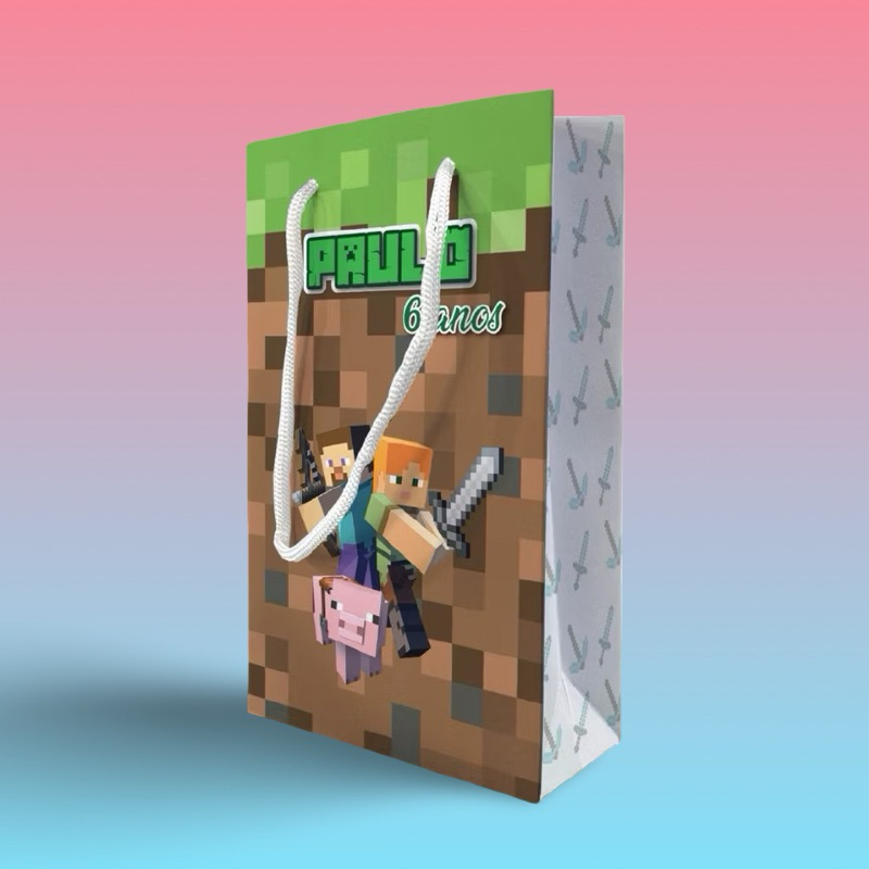 Sacolinha P Sacolinha MINECRAFT Personalizados /Lembrancinha de Festa /Aniversário