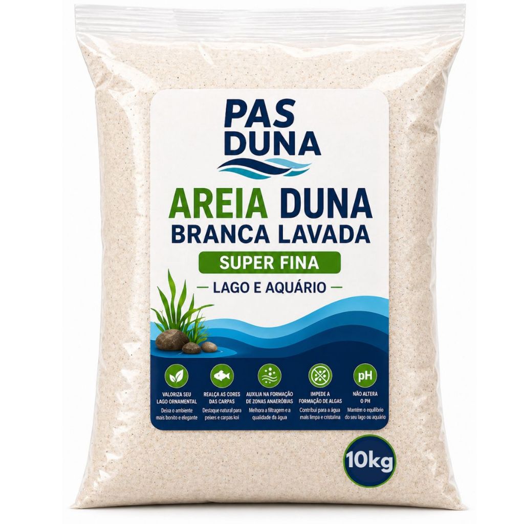 Areia De Duna Branca Super Premium Saco Aquários Lagos até 10kg