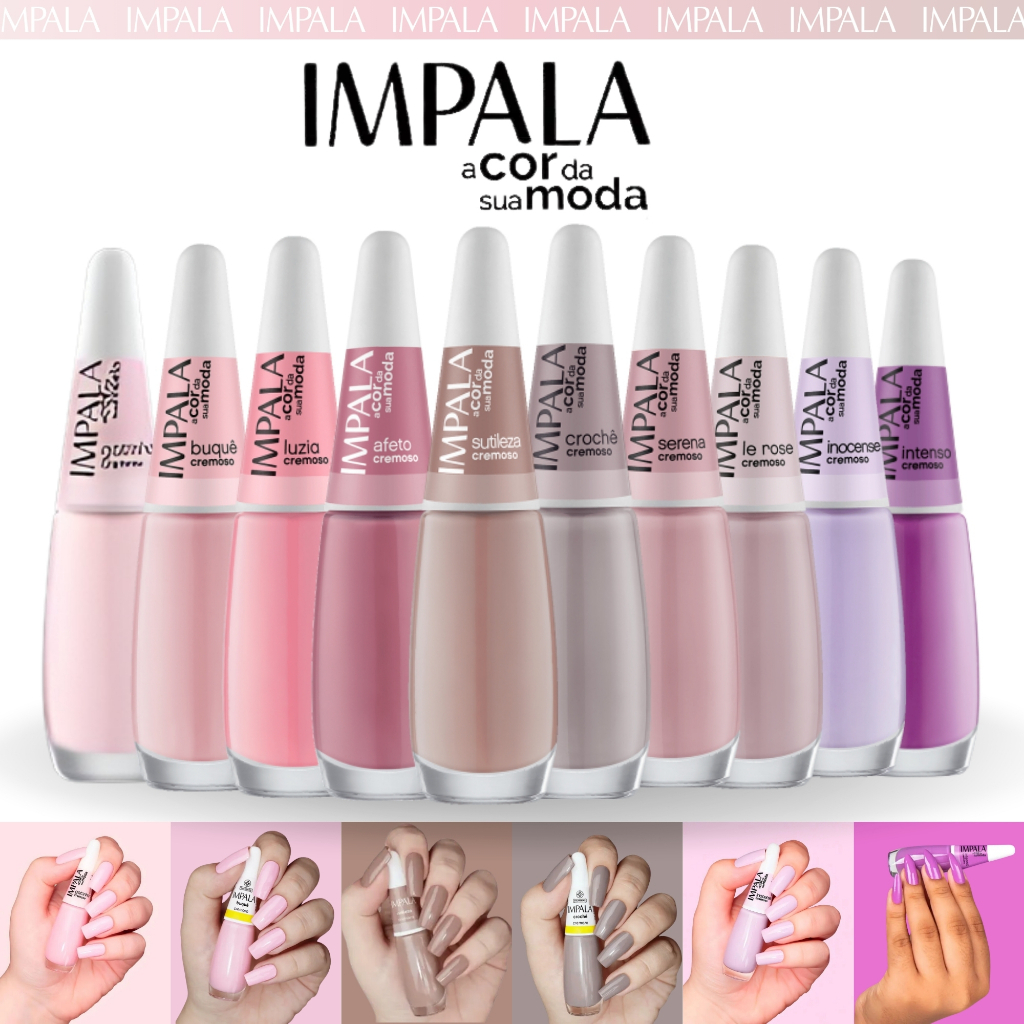 Kit Esmaltes Impala Tons Rosa Nude Cremoso Esmaltes Atacado 7,5ml Manicure