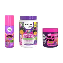Kit Creme para Pentear + Gelatina #todecacho e Spray Perfumado Kids Uva