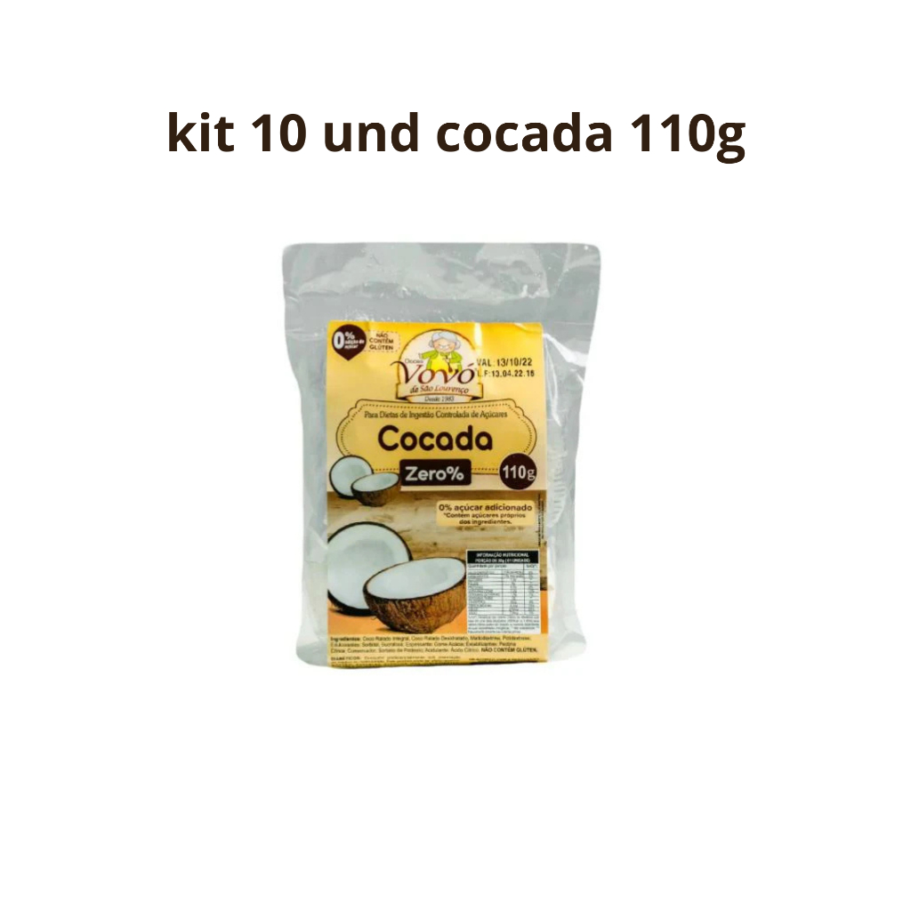 Kit 10 Und.cocada Zero Adição Açucar Vovó São Lourenço 110g