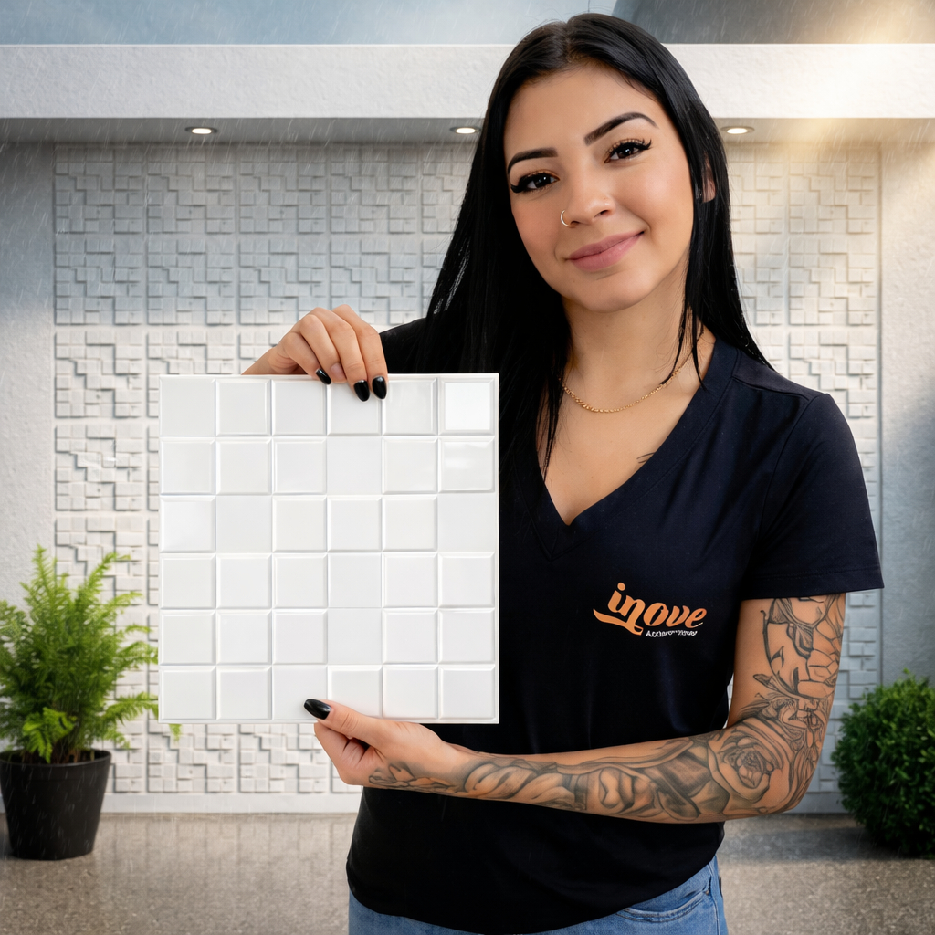 Kit 40 Placas 3D em PVC 25x25 cm para Revestimento Decorativo de Parede