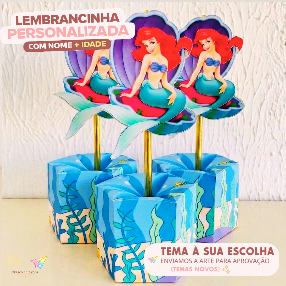 Centro de mesa Pequena sereia | Arranjo de mesa | Enfeite de mesa | Cachepô | Lembrancinha | Festa Infantil