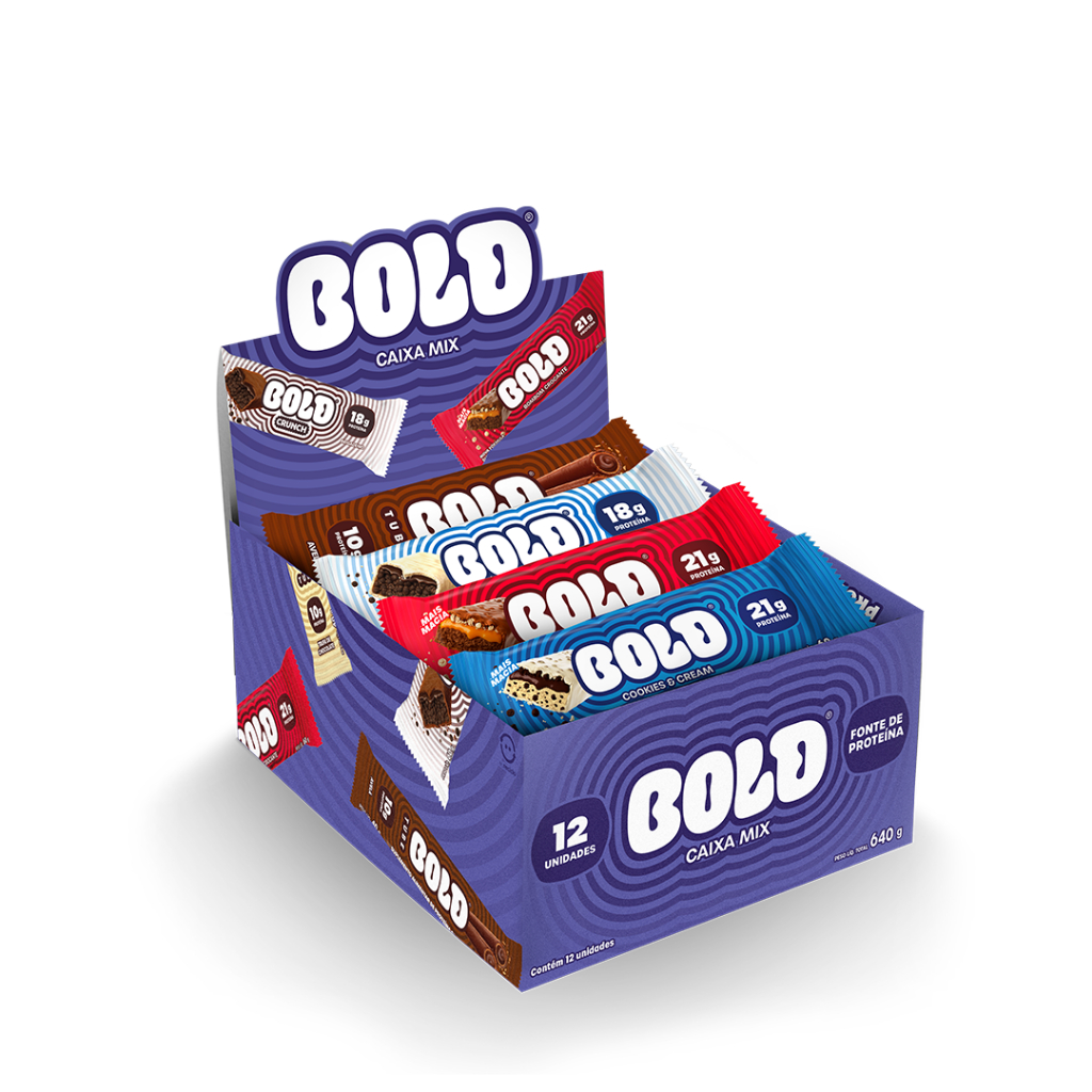 BOLD Barra de Proteína Caixa Mix 12 Unidades Sabores Variados Bold,  Crunch e Tu