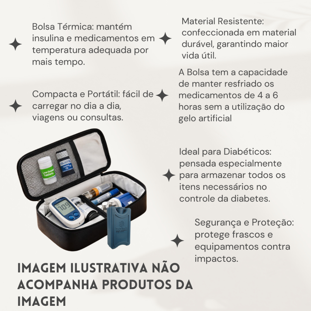 Bolsa Case Térmica para Medicamentos Couro Sintético Impermeável Gelo Artificial — imagem 2 de 2