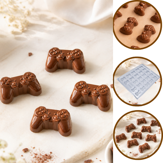 1~10 Forma Simples Aplique Joystick 9989 em Acetato BWB Para Bombom e Doces de Chocolate (N3) (CHOCO)