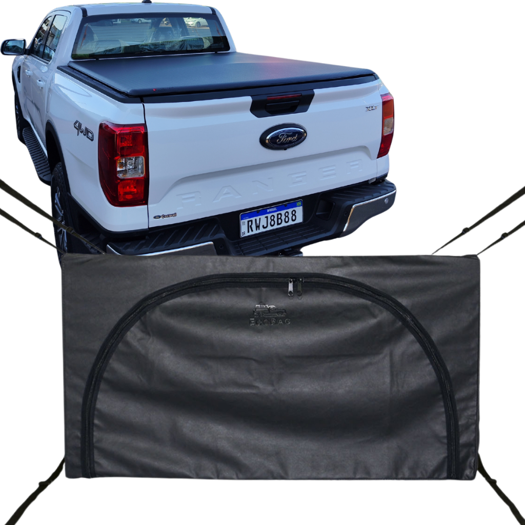 Bolsa Carroceria Caçamba Ecobag Flash Cover Nova Ranger 2023 Em Diante Protege Sua Carga 378L Com Ziper Preto
