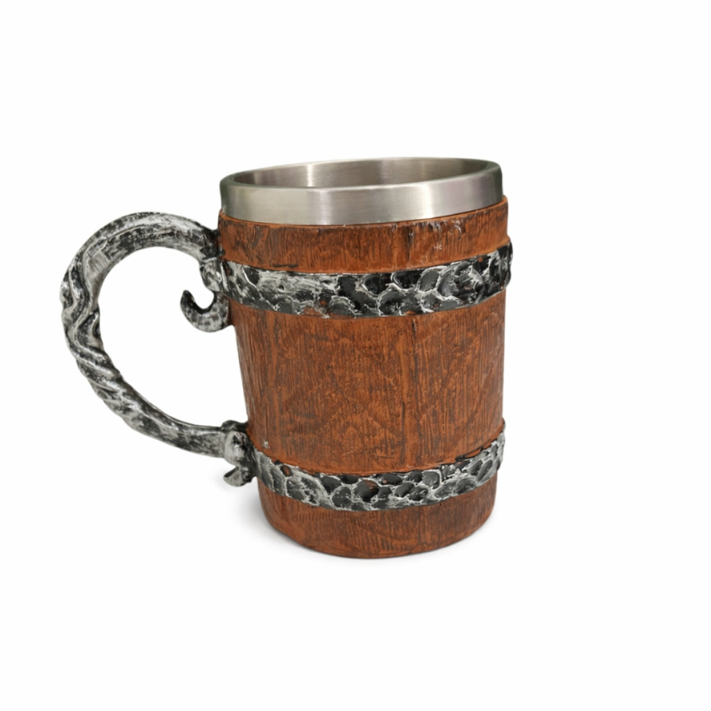 Caneca Viking De Chopp Estilo Barril De Madeira Medieval Decoração