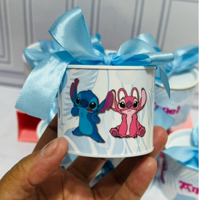 Kit Tubolata Personalizada 5x6cm com Laço – Lembrancinha Festa Infantil, Aniversário e Batizado, Stich e Angel