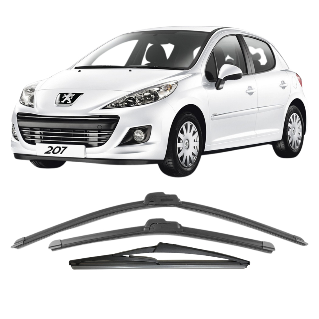 Kit Palhetas Peugeot 207 2008 a 2015 Limpador Parabrisa Dianteiro Traseiro