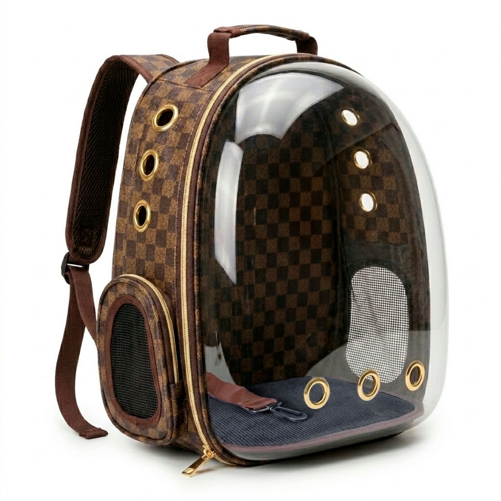 Bolsa Mochila Pet Courino Visor Panorâmico Astronauta para Cães e Gatos até 5kg