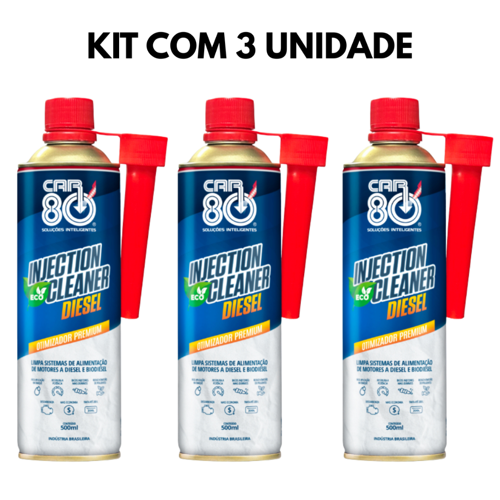 Kit 3 unidades Limpa Bico Diesel CAR80 Injection Cleaner Reduz Fumaça Limpa Tanque