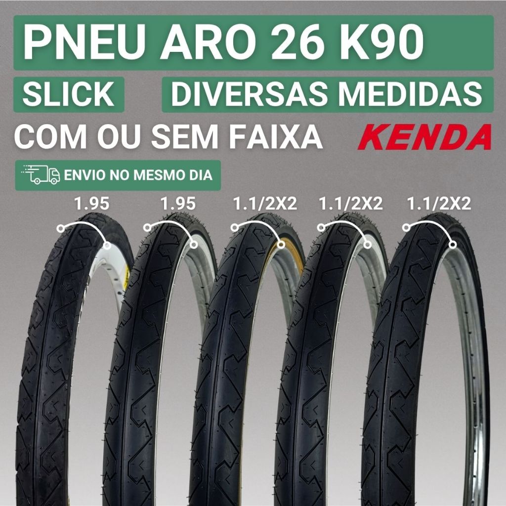 Pneu Aro 26 1.95 Pneu Aro 26 Bicicleta Pneu 26 1.1/2x2 Kenda K90 Diversas Faixas Bicicletas Classica