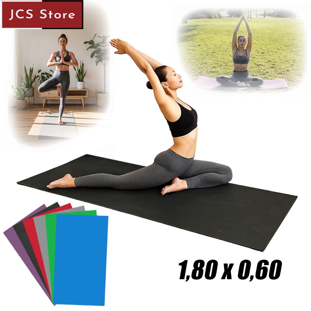 Tapete de Yoga E.V.A Fitness Antiderrapante 1,80m x 60cm – Ideal para Pilates e Exercícios em Casa