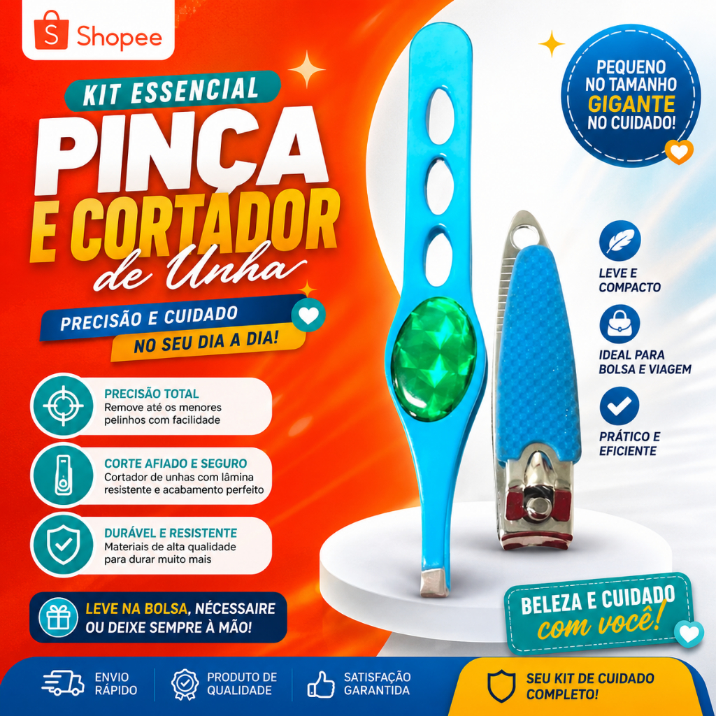Pinça para Sobrancelhas e Cortador de Unhas Cores Sortidas Manicure Cuidado Pessoal Depilação