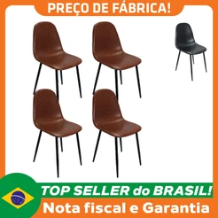 Kit 4 Cadeiras Tânia Charla Estofada Pu Vintage Base Cor Preta