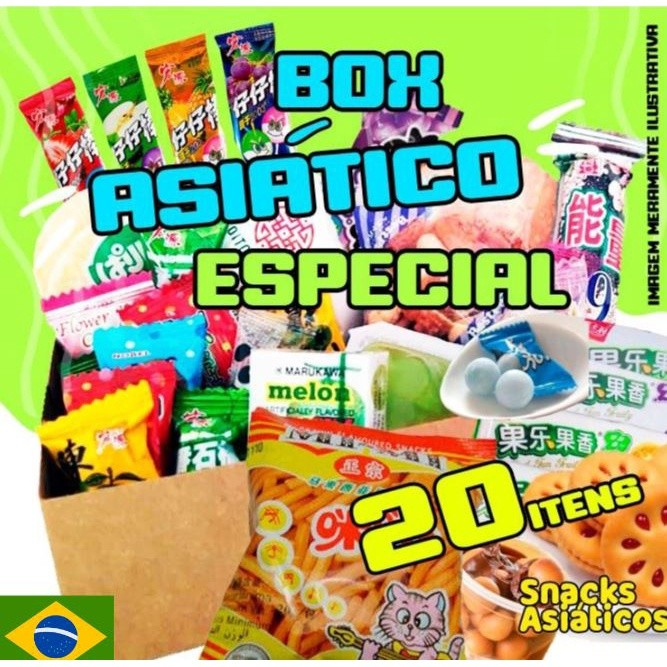 Box Asia 20 itens (P) - Doces e Snacks Orientais e Asiático - Especial