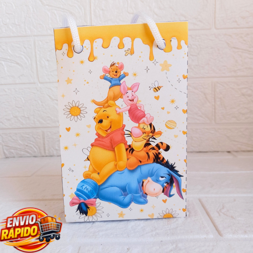 Sacolinha Ursinho Pooh  Personalizada| Festa Infantil|Lembrancinhas|Aniversário|mesversário|supresa