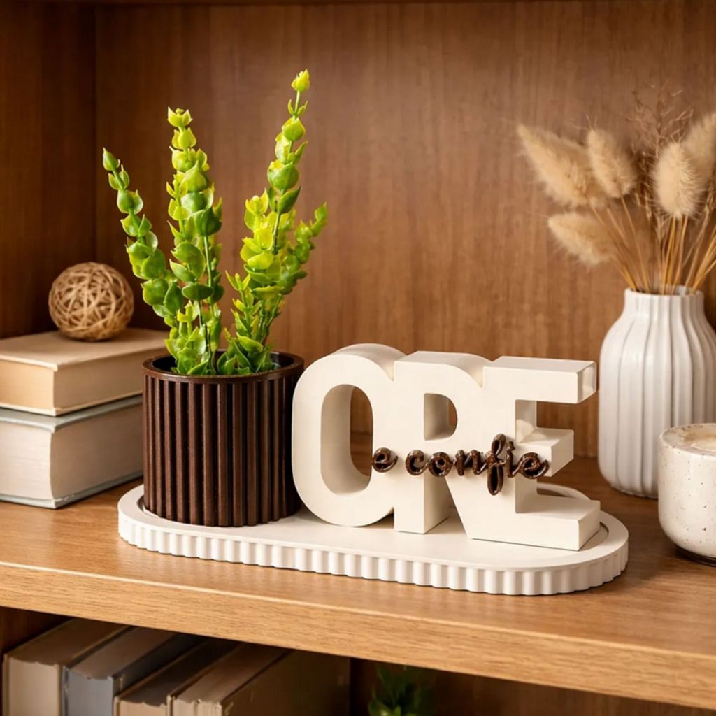 Kit Decorativo Ore e Confie Completo Bandeja Vaso Planta Decoração Sala Quarto Luxo Moderno Present
