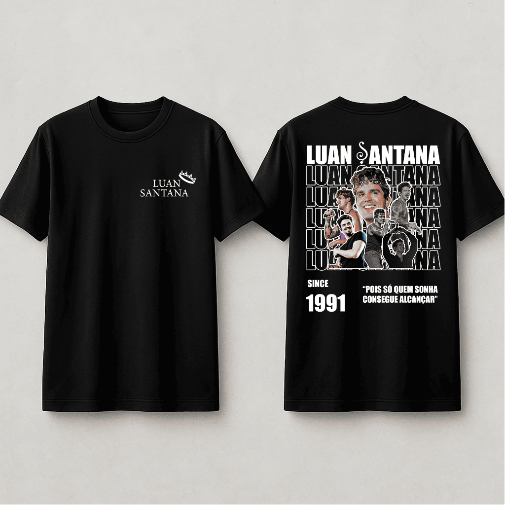 Camisa Camiseta Luan Santana Meteoro Pois Só Quem Sonha Consegue Alcançar Album Turne Cantor 421