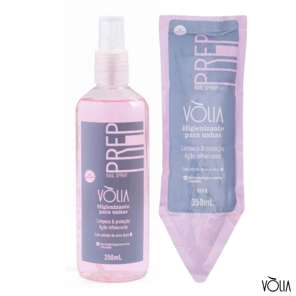 Prep Nail Spray Frasco 350ml Prep Rêfil Higienizante Unhas Vólia - Ação Refrescante e Calmante