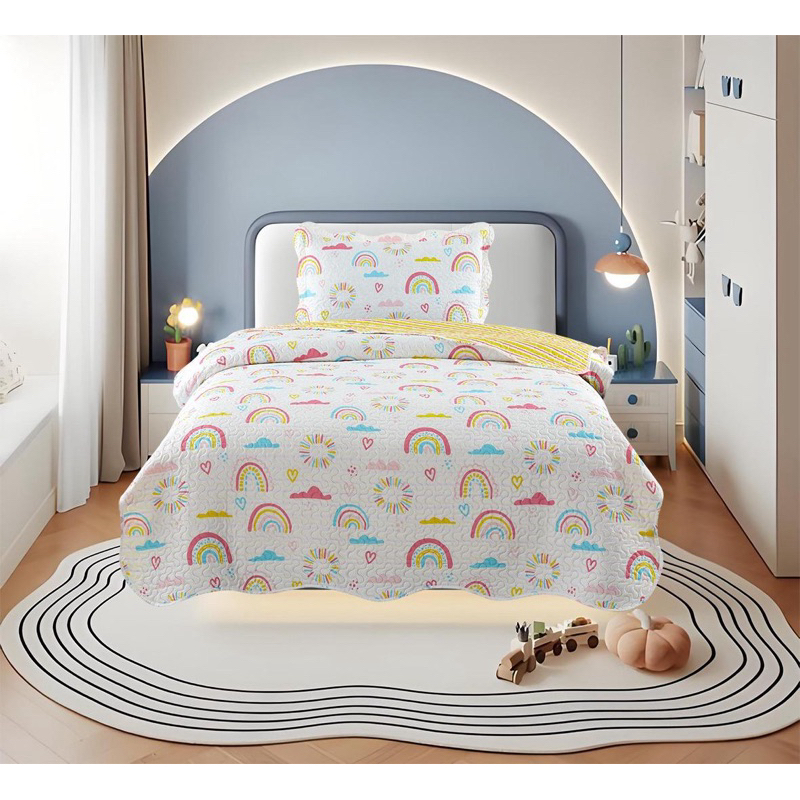 Colcha Infantil Solteiro Dupla Face 2 Peças em Microfibra Premium Estampado