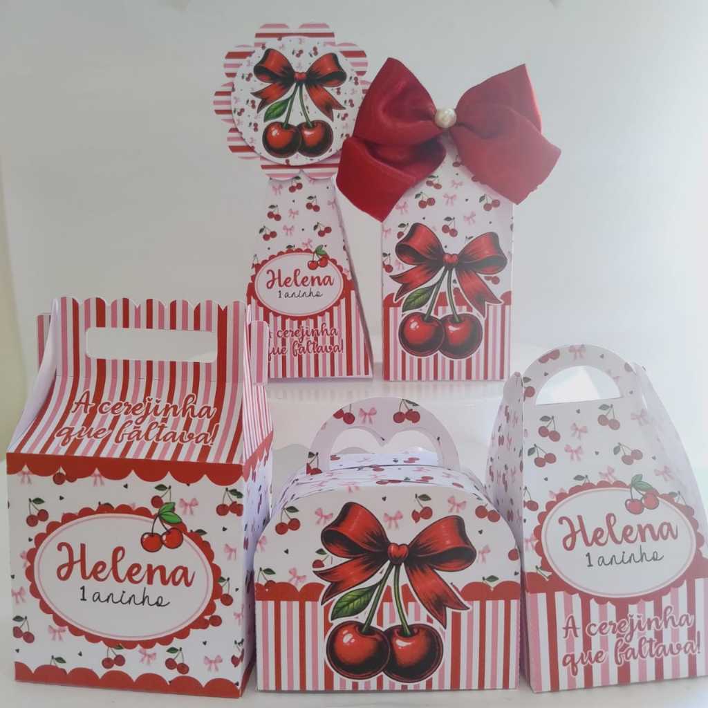 Kit personalizado Cerejinha rosa, lembracinha Cerejinha rosa, caixinhas Cerejinha , personalizado (PEGUE E MONTE).