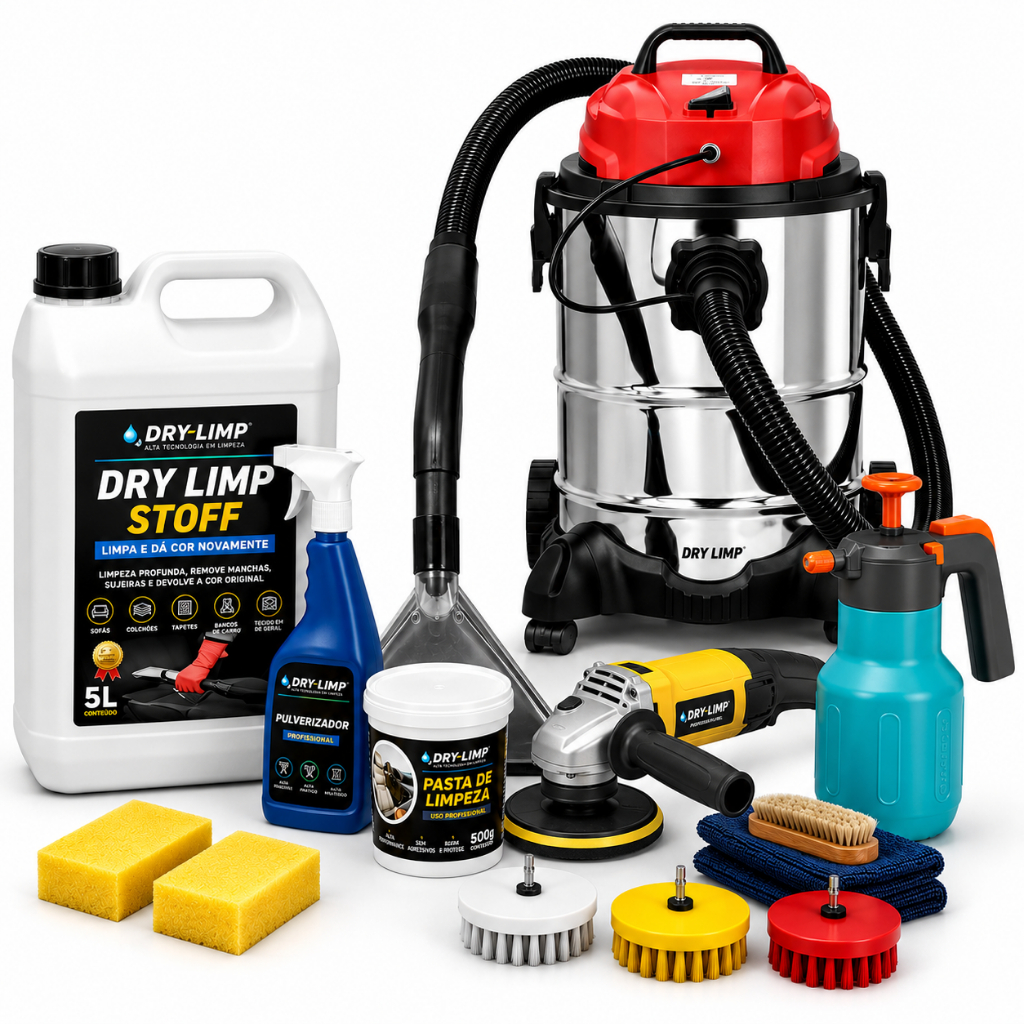 Máquina Extratora Alta Performance + Kit Produtos Alto Rendimento para Limpeza de Sofá Profissional