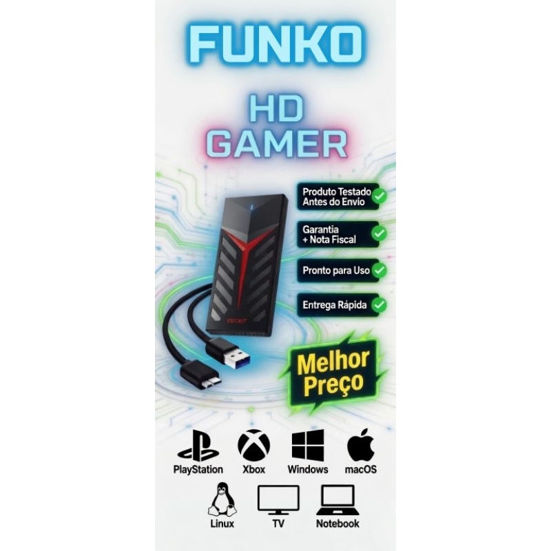 HD GAMER EXTERNO PORTATIL 500GB / 1TB USB 3.0 Cabo 40cm/PS3 PS4 PS5 XBOX PC NOTEBOOK garantia nf