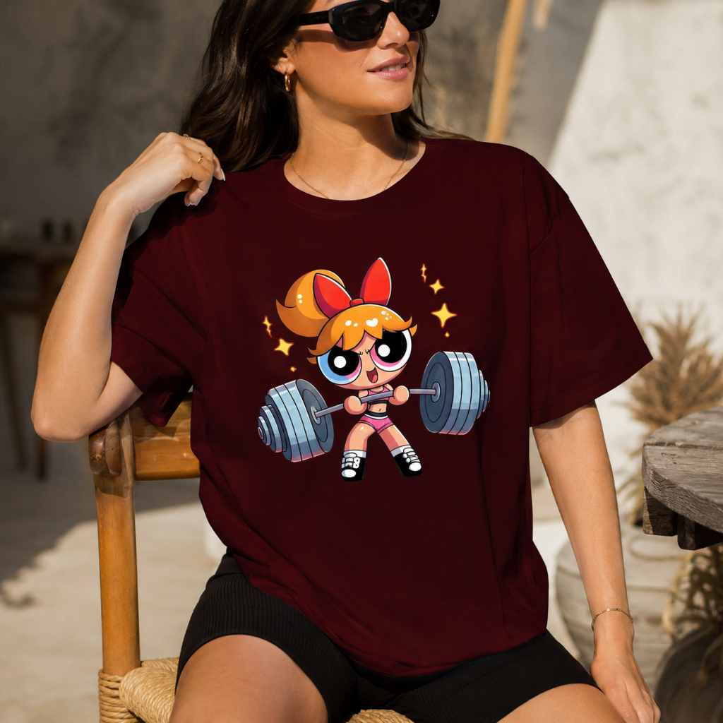 Camiseta Feminina Florzinha Camisa Super Poderosas Blusão Treino Academia 100% Algodão Premium
