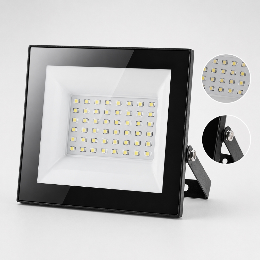 Refletor Holofote Led 50w Blumenau Ip65 Bivolt 6500k Externo Preto