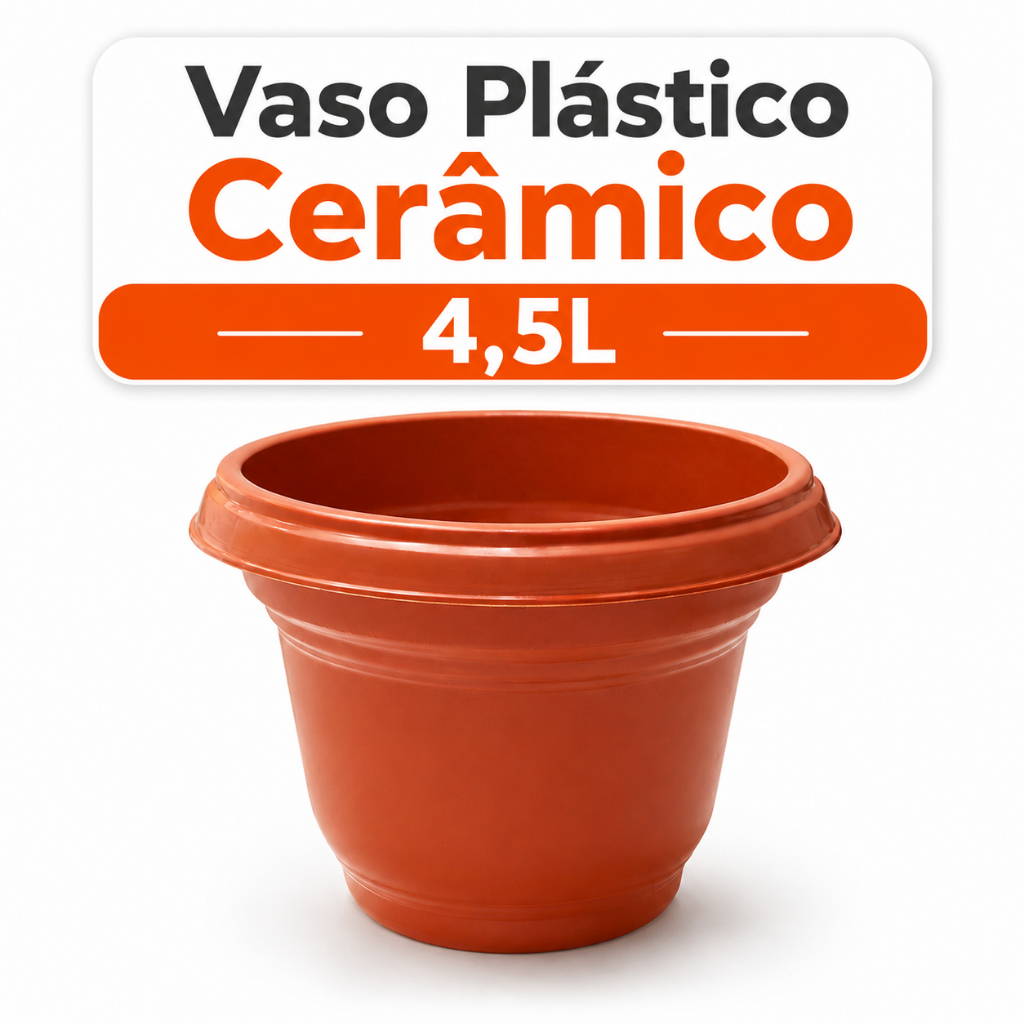 Vaso Plástico Cerâmico 4,5L para Plantas Jardim Mudas Suculentas Horta Vaso Grande Resistente Decorativo