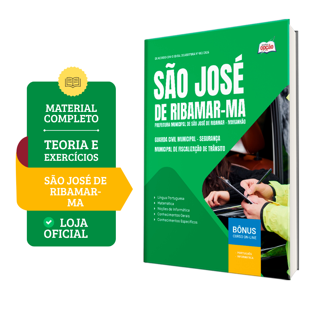 Apostila Prefeitura de São José de Ribamar-MA 2026 - Guarda Civil Municipal - Segurança Municipal De Fiscalização De Trâ