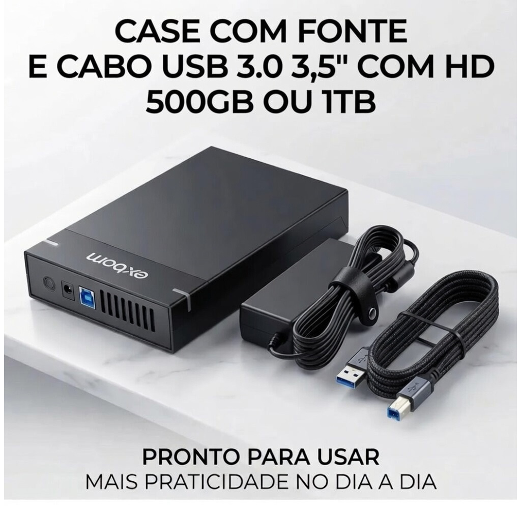 HD EXTERNO GAMER 500GB / 1TB COM FONTE USB3.0 / 3,5" PS3, PS4, XBOX, PC LED DISSIPADOR DE CALOR NF