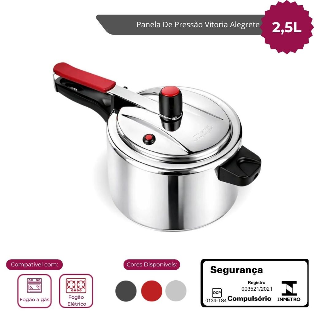Panela Pressao 2,5 Litros Antiaderente Alegrete