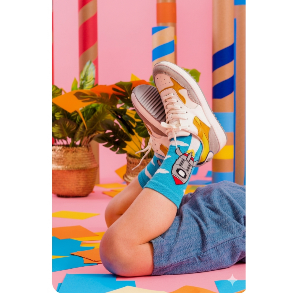 Meia menino foguete infantil - cano longo
