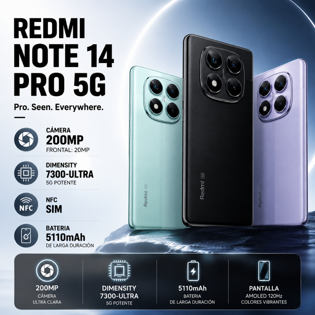 Xiaomi Redmi Note 14 Pro 5G NFC 8GB+256GB Smartphone Câmera 200MP AMOLED Celular Desbloqueado