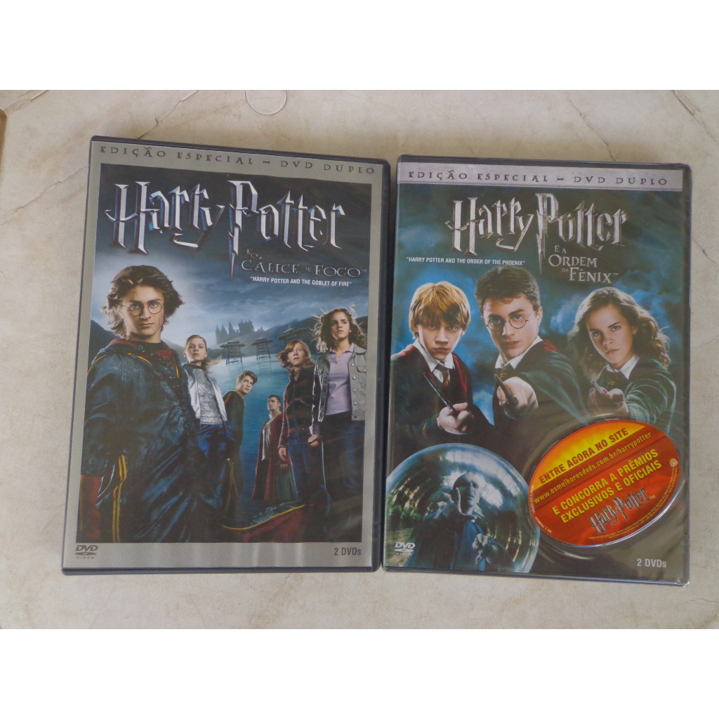O cálice de fogo Harry Potter 4 dvds Duplos A pedra filosofal O prisioneiro de Azkaban e a ordem da fenix