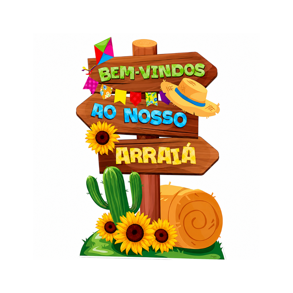 Painel de Chão Decorativo Bem Vindo ao Nosso Arraia 65cm Festa Junina Tema São João Regina