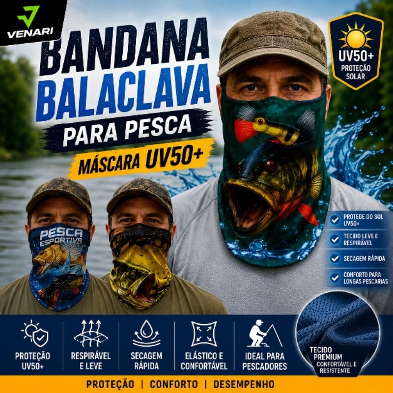 Bandana Balaclava para pesca Mascara Uv50 Máscara de Pesca esportiva Dourado Balacrava Pescador