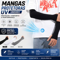 Par Manguito mangote Com Dedo Proteção solar UV50+ Corrida Fitness Academia Unissex