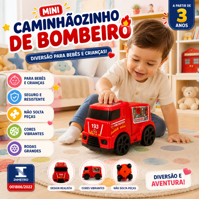 MINI CARRINHO CAMINHÃOZINHO BOMBEIROS BRINQUEDO INFANTIL PARA BEBÊS RODA LIVRE