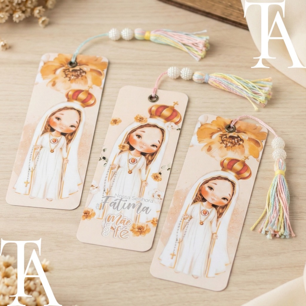 Marcador de Página Personalizado Nossa Senhora Fátima Lembrancinha Batizado Maternidade Crisma Eucaristia com Tassel