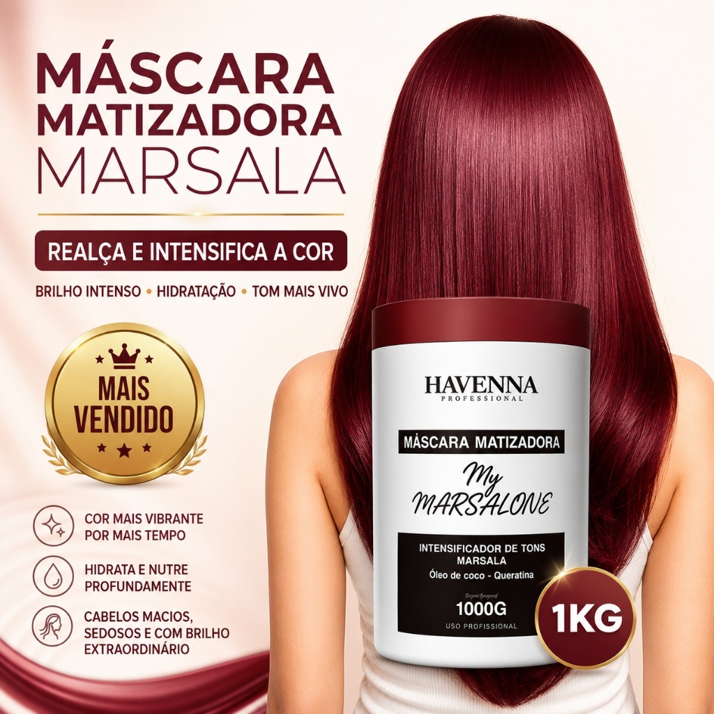 Mascara Matizadora Para Cabelos Marsala 1kg